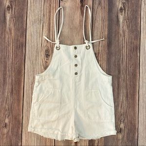 Blue Blush | White Denim String Tie Shortalls